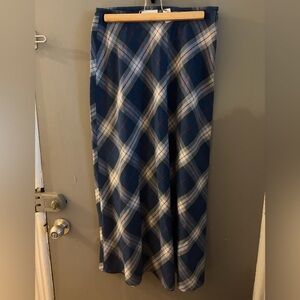 Vintage Liz Claiborne lizsport Navy Plaid Maxi Skirt preppy old money